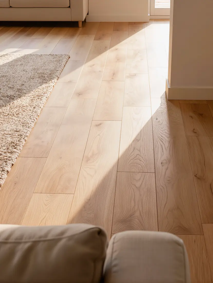 Laminaatvloer in eikenlook in een woonkamer